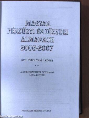 Magyar pénzügyi és tőzsdei almanach 2006-2007. I. (töredék)