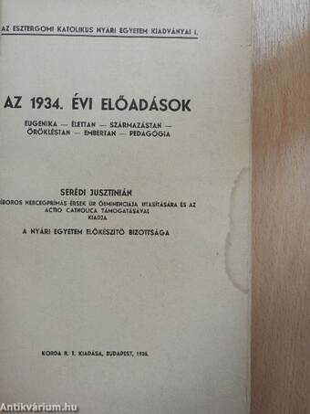 Az 1934. évi előadások