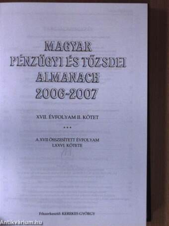 Magyar pénzügyi és tőzsdei almanach 2006-2007. II. (töredék)