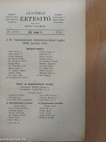 Akadémiai Értesítő 1903. január-december