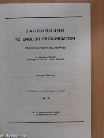 Background to English Pronunciation