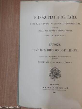 Spinoza, tractatus theologico-politicus