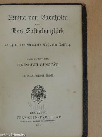 Minna von Barnhelm oder das Soldatenglück (gótbetűs)