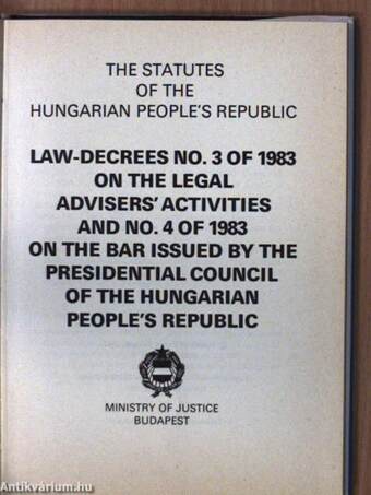 Statutes on Legal Advisers and on the Bar