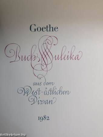 Buch Suleika aus dem West-östlichen Divan