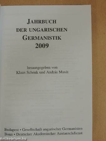 Jahrbuch der ungarischen Germanistik 2009