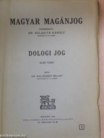 Magyar magánjog V.