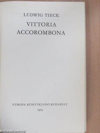 Vittoria Accorombona (dedikált példány)