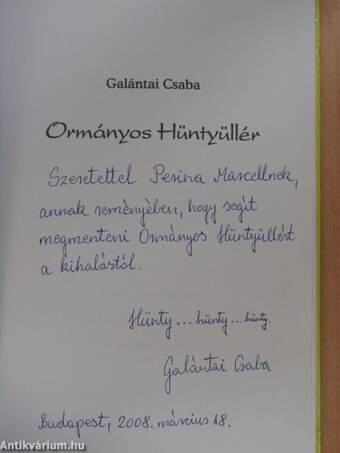 Ormányos Hüntyüllér (dedikált példány)