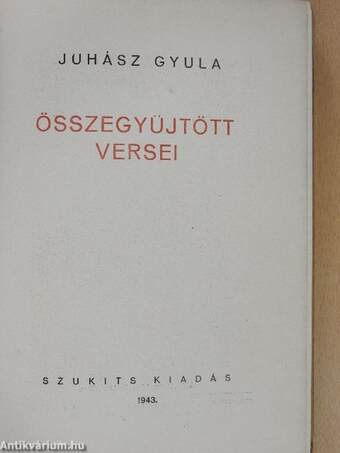 Juhász Gyula összegyüjtött versei