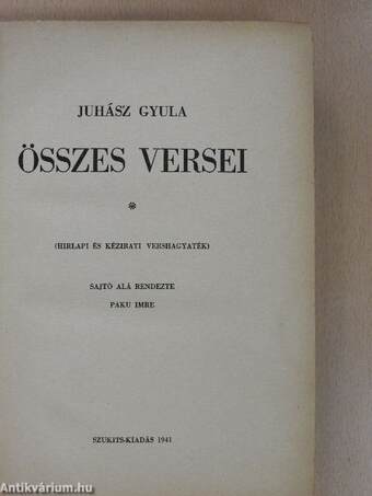 Juhász Gyula összes versei