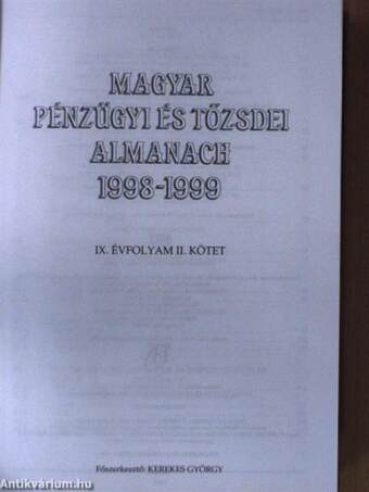 Magyar pénzügyi és tőzsdei almanach 1998-1999 II.