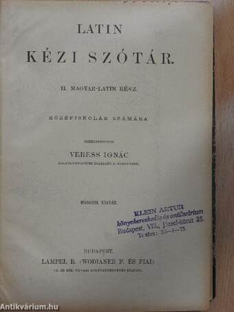 Latin kézi szótár II.