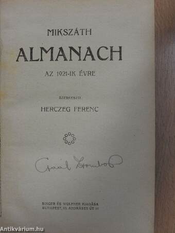 Mikszáth Almanach az 1921-ik évre