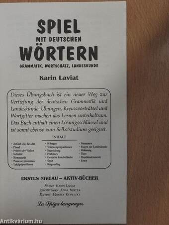 Spiel mit deutschen wörtern grammatik, wortschatz, landeskunde