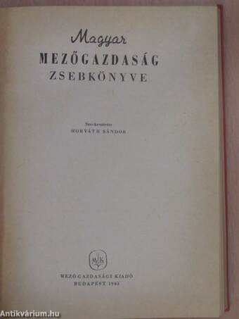 Magyar mezőgazdaság zsebkönyve 1964