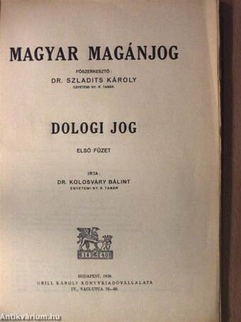 Magyar magánjog V.