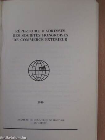 Répertoire d'adresses des sociétés hongroises de commerce extérieur 1980