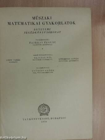 Műszaki matematikai gyakorlatok B. IV.