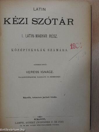 Latin kézi szótár I-II.