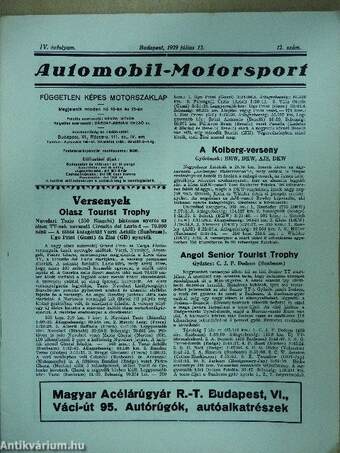 Automobil-Motorsport 1929. július 13.