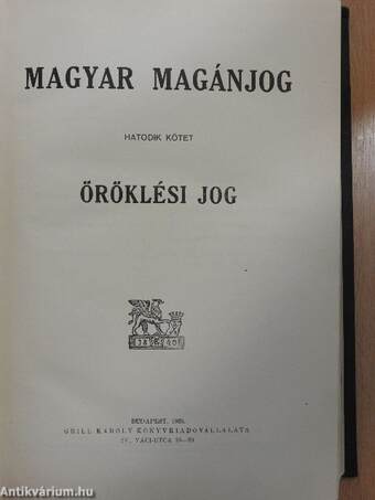 Magyar magánjog VI. (töredék)