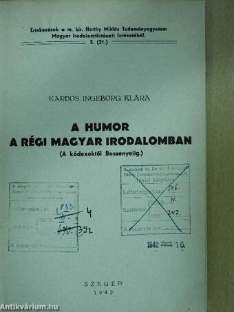 A humor a régi magyar irodalomban (dedikált példány)