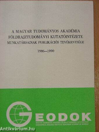 A Magyar Tudományos Akadémia földrajztudományi kutatóintézet munkatársainak publikációs tevékenysége 1986-1990