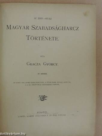 Az 1848-49-iki Magyar Szabadságharcz Története IV. (töredék)