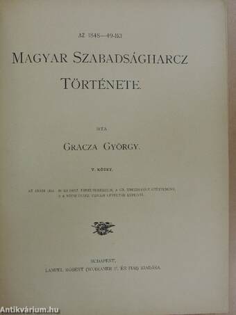 Az 1848-49-iki Magyar Szabadságharcz Története V. (töredék)