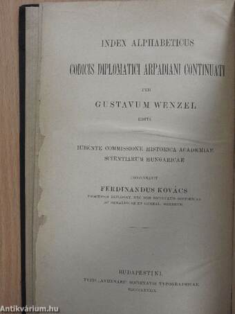 Betűrendes névmutató Wenzel Gusztáv Árpádkori új okmánytárához
