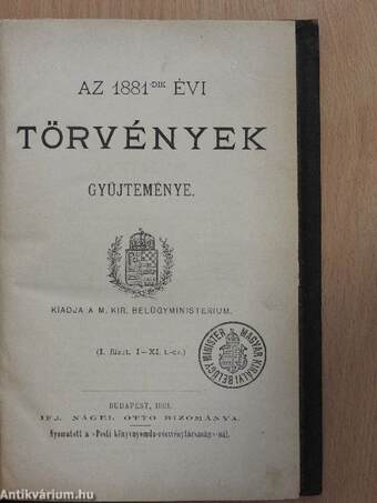 Az 1881-dik évi törvények gyüjteménye