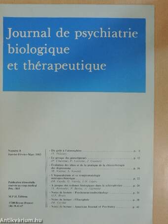 Journal de psychiatrie biologique et thérapeutique Janvier-Février-Mars 1983