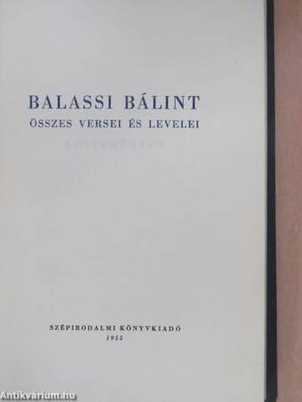 Balassi Bálint összes versei és levelei