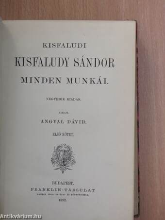 Kisfaludi Kisfaludy Sándor minden munkái I-VIII.