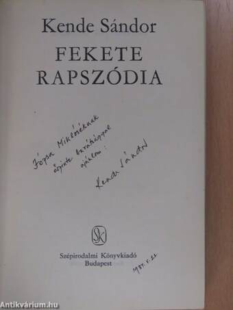 Fekete rapszódia (dedikált példány)