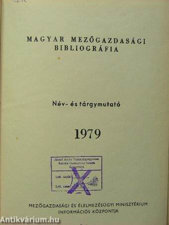 Magyar mezőgazdasági bibliográfia 1979/1-4.