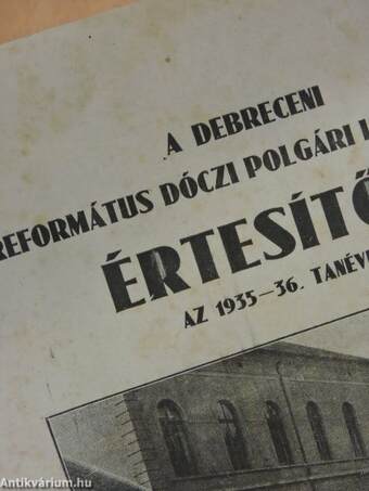 A debreceni Református Dóczi Polgári Leányiskola értesítője az 1935-36. tanévről