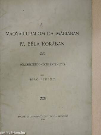 A magyar uralom Dalmáciában IV. Béla korában