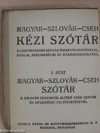 Magyar-szlovák-cseh kéziszótár 1. rész