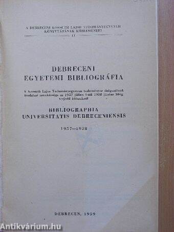 Debreceni egyetemi bibliográfia 1957-1958