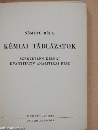 Kémiai táblázatok