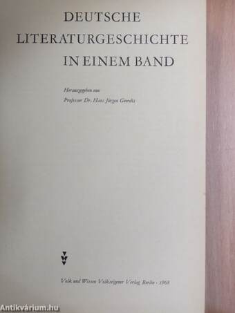 Deutsche Literaturgeschichte in einem Band