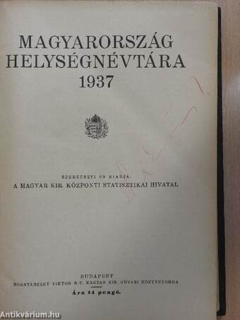 Magyarország helységnévtára 1937