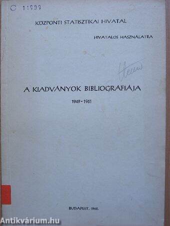 A kiadványok bibliográfiája 1949-1961
