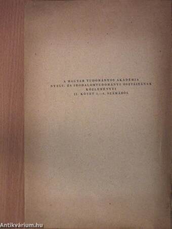 Vitaülés a Magyar Tudományos Akadémia Nagygyűlésén 1951 december 13-án (dedikált példány)