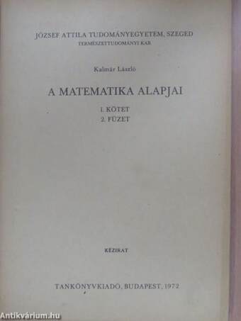 A matematika alapjai I/2. (töredék)