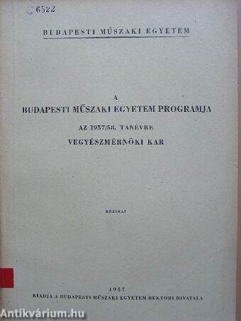 A Budapesti Műszaki Egyetem programja az 1957/58. tanévre