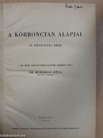 A kórbonctan alapjai