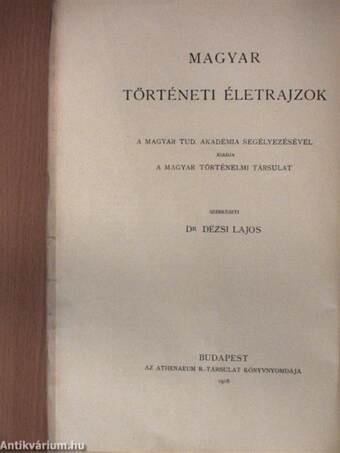 Magyar Történeti Életrajzok 1916/1-5.